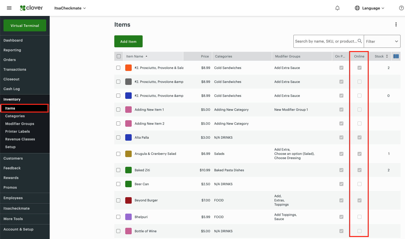 Clover - Menu Management Guide – Checkmate