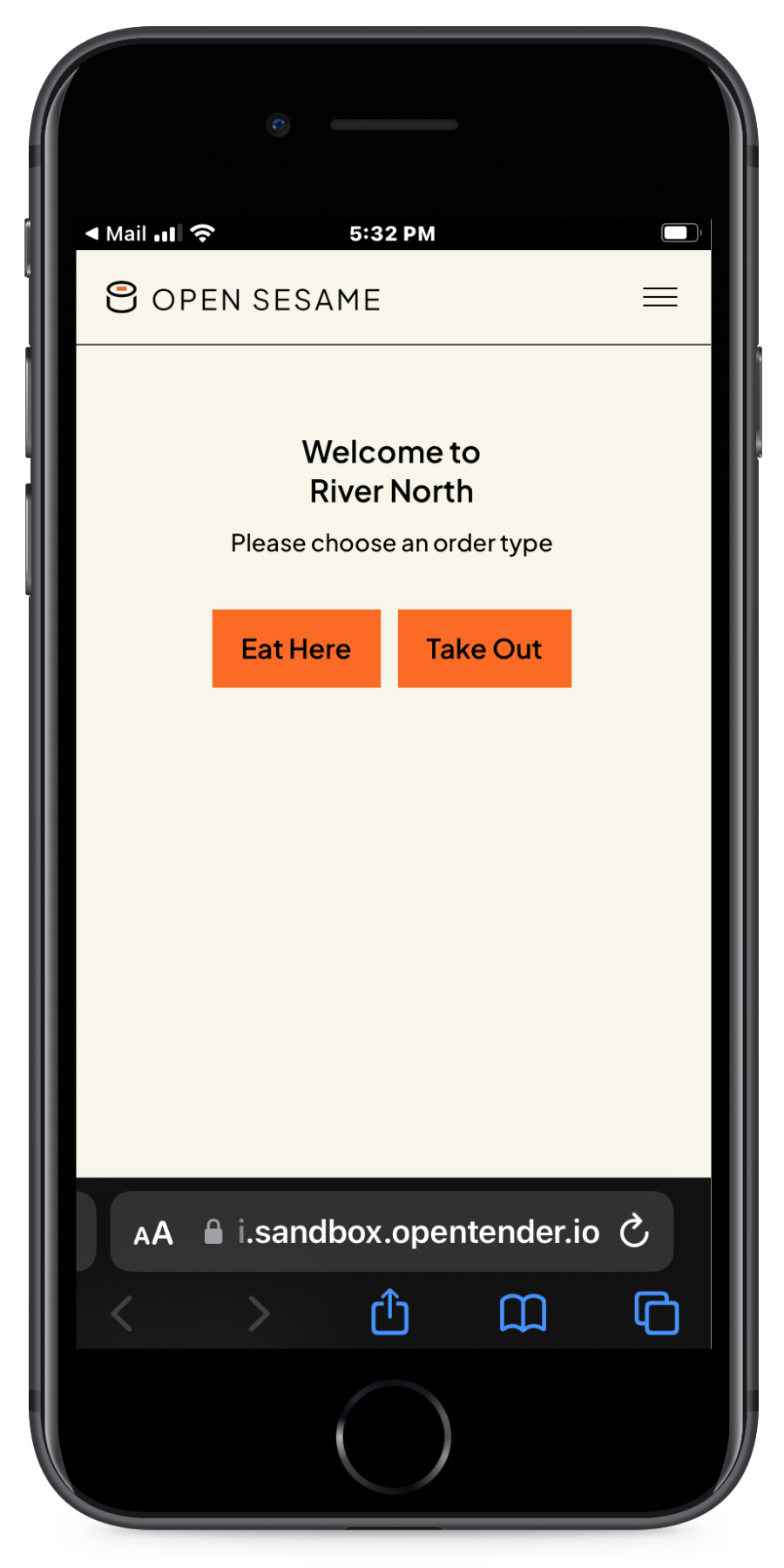 Landing page with a table number preselected
