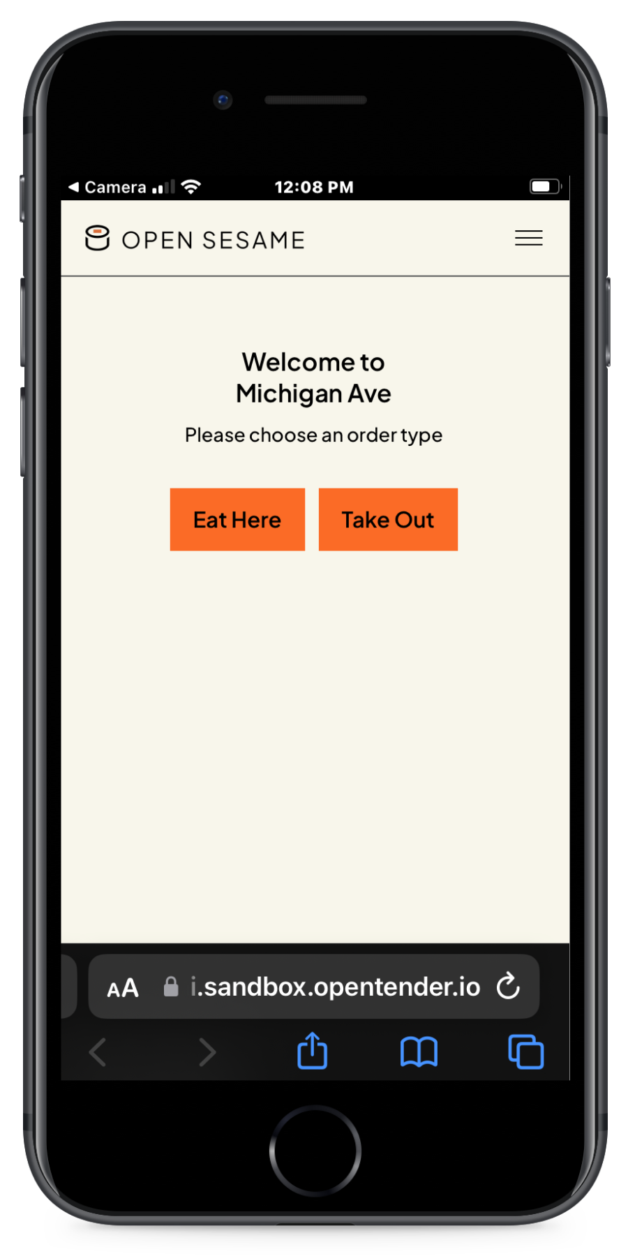 Landing page with nothing preselected