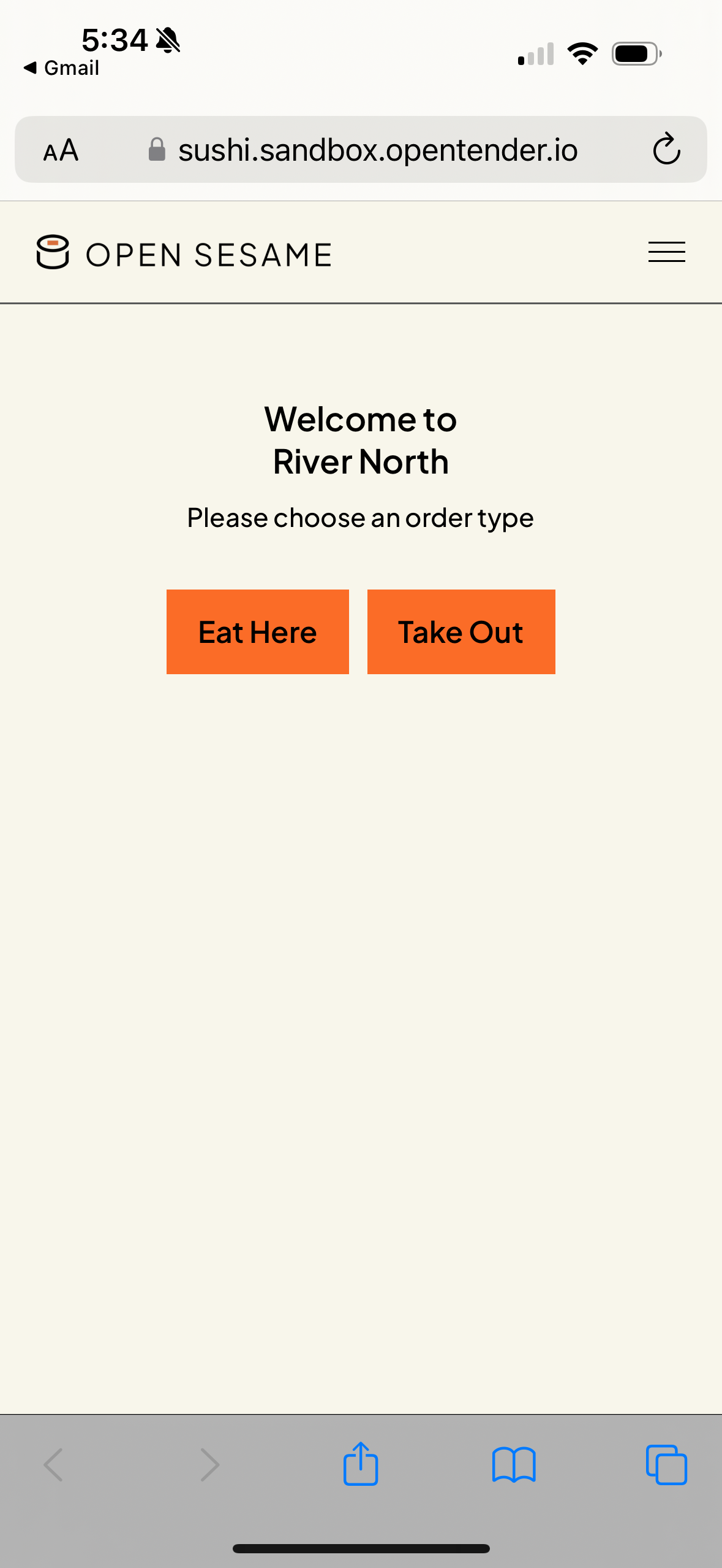 Scan Order Pay landing page