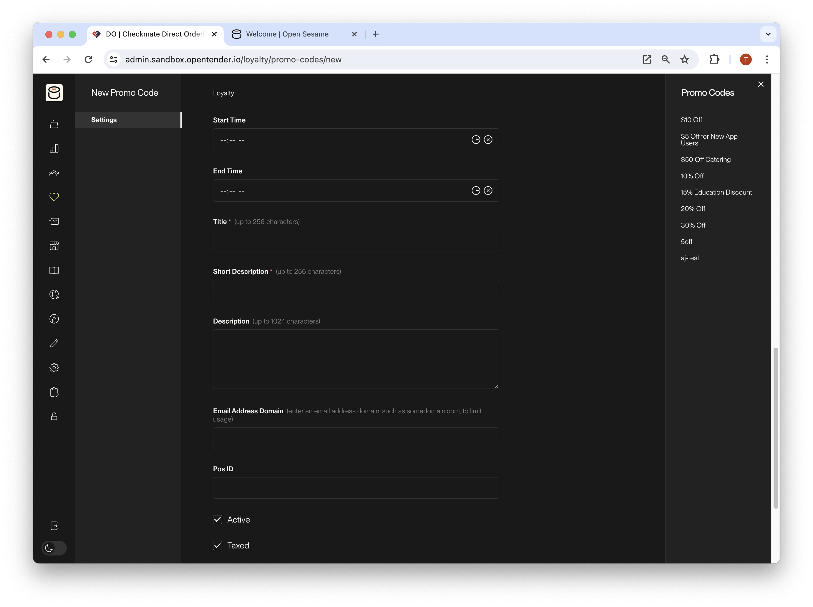 Optional settings continued
