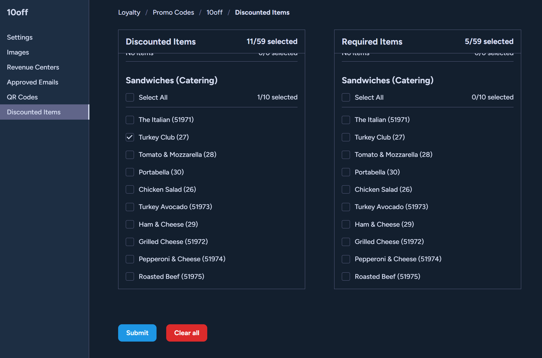 Submit discounted items