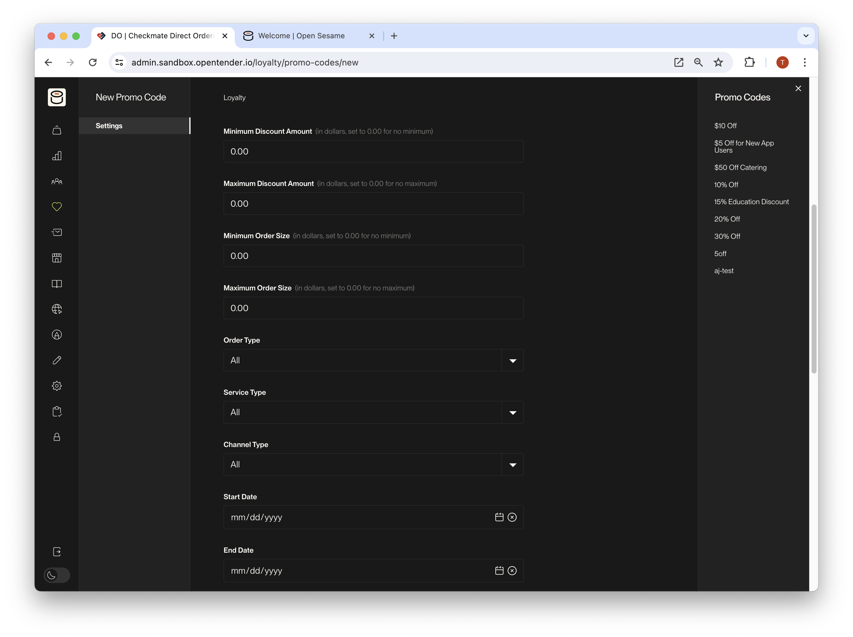 Optional settings