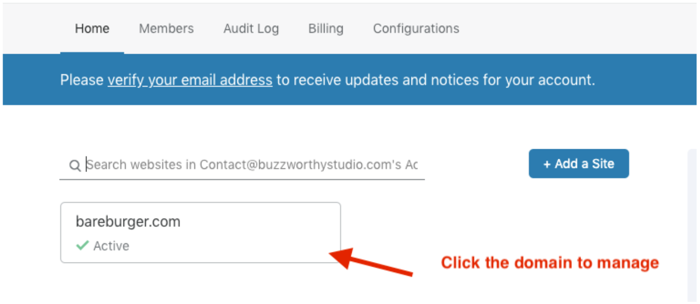 Select the domain in Cloudflare