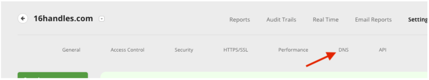 DNS tab in Sucuri