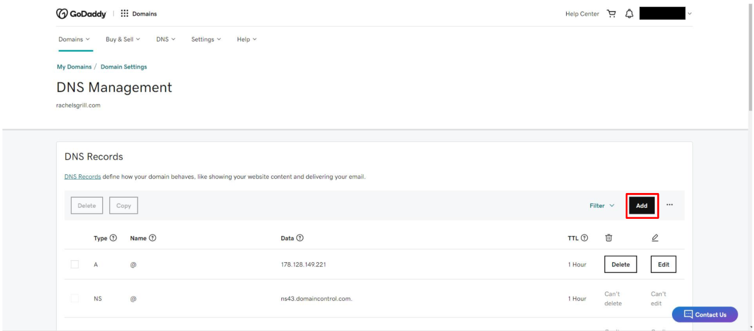 Add under DNS Records