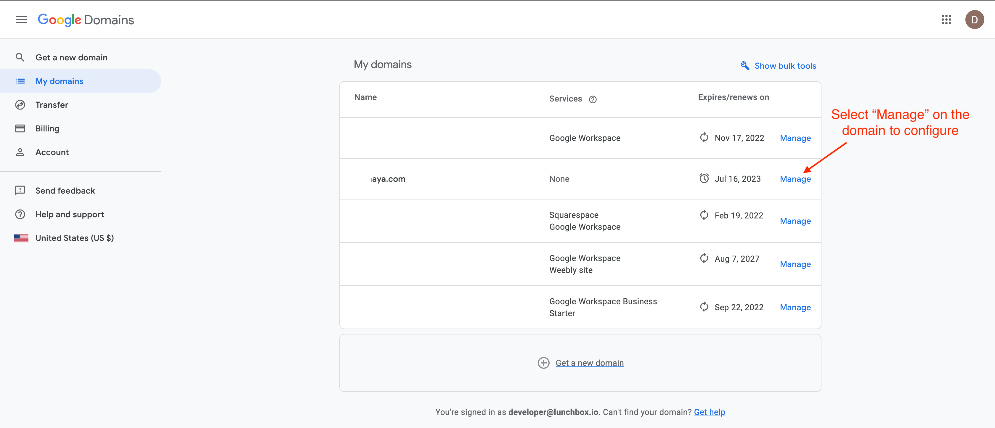 Manage a domain in Google Domains