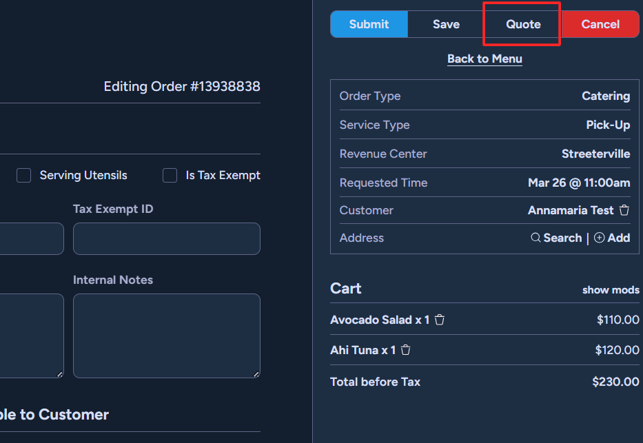 Guest Quote Access Screenshot