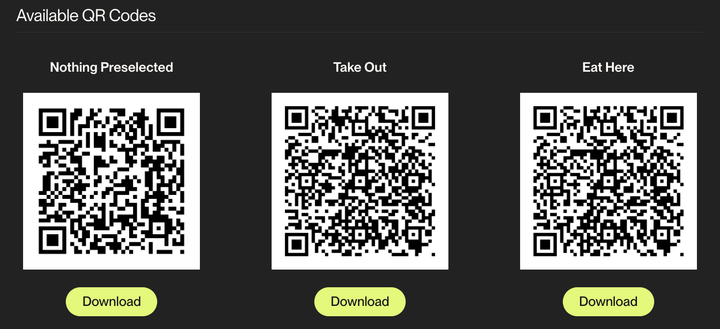 Downloading a pre-generated QR code from the QR Codes page