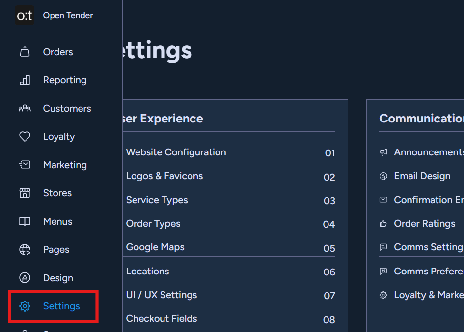 Adding the GTM Container ID in the Direct Ordering Admin Panel