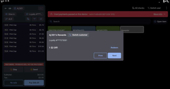 Confirmation that the loyalty account was added