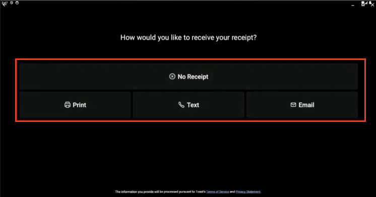 Receipt delivery options