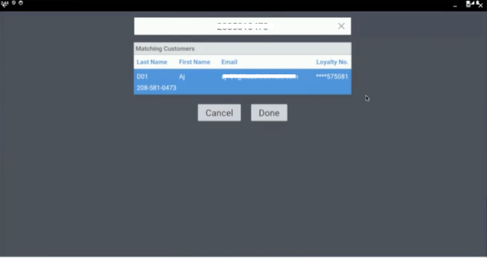 Selecting the guest from search results