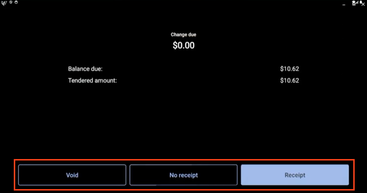 Receipt or void options
