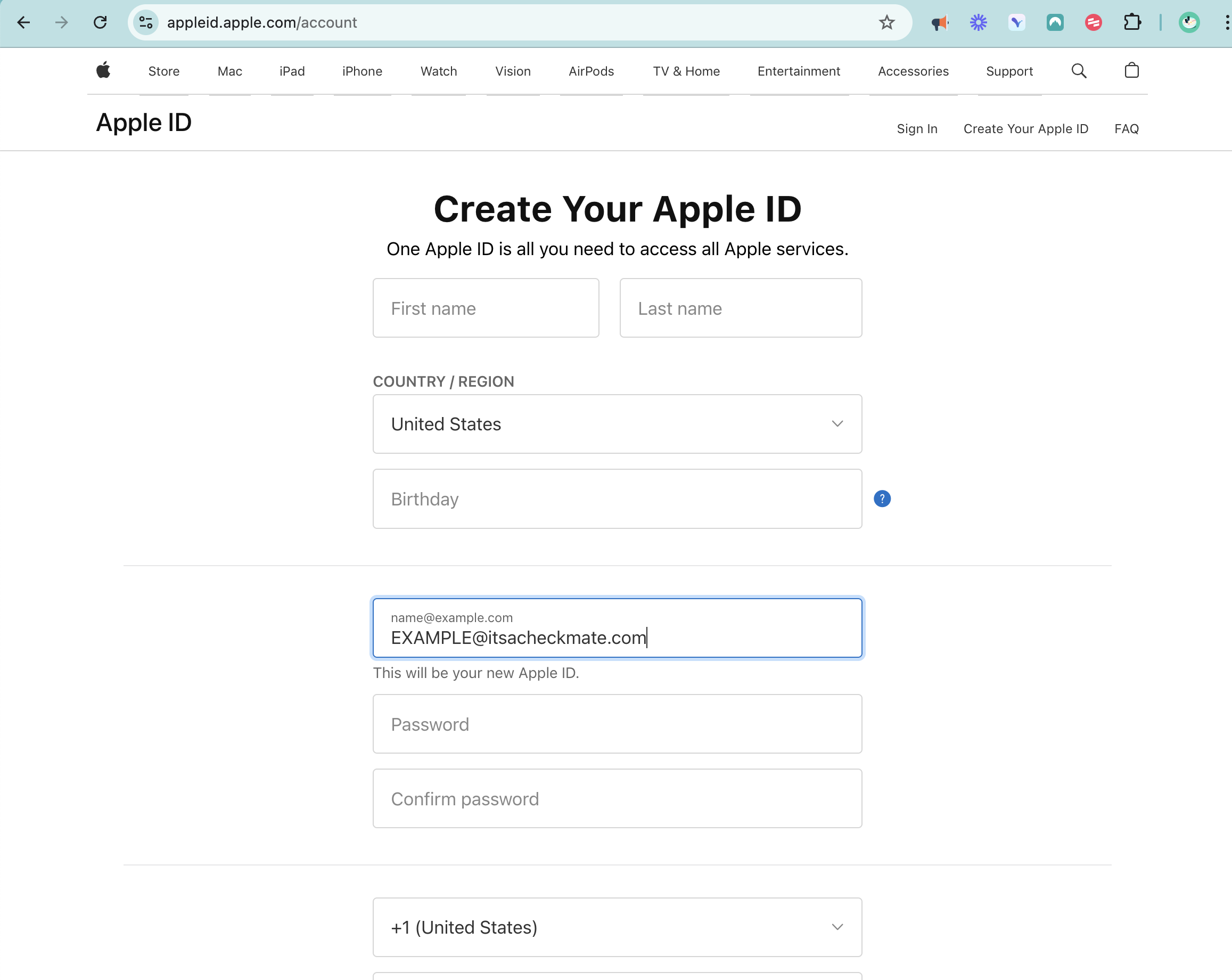 Creating an Apple account